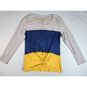 Knotted Top Long Sleeve Loose Blouse Cutout Choker Sweatshirt Womens Size Large